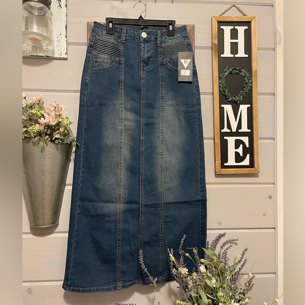 Long denim skirt